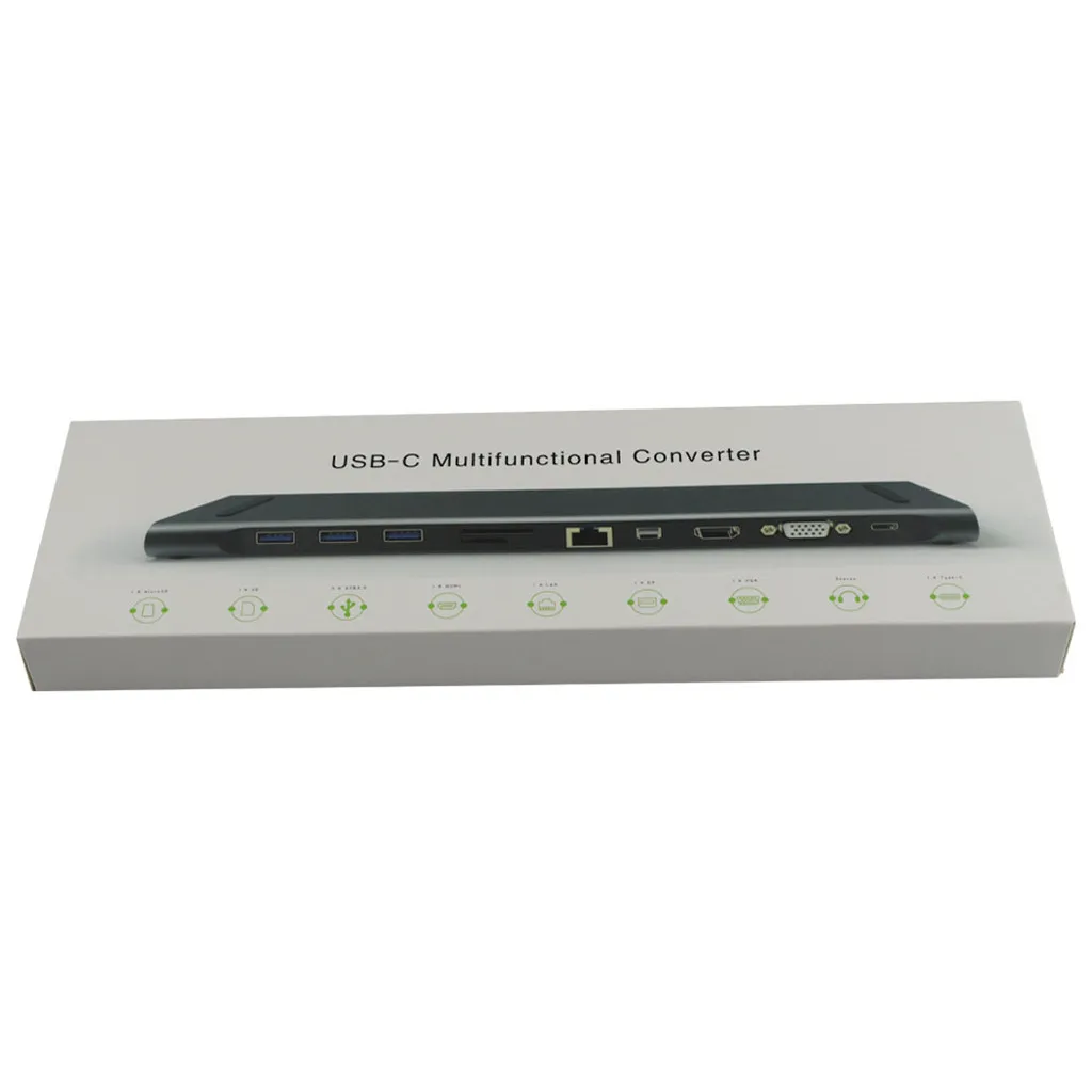 Type-c концентратор HDMI адаптер-концентратор USB type c к HDMI 4K VGA 11 в 1 с DP с адаптером питания usb-хаб высокоскоростной для ПК компьютера