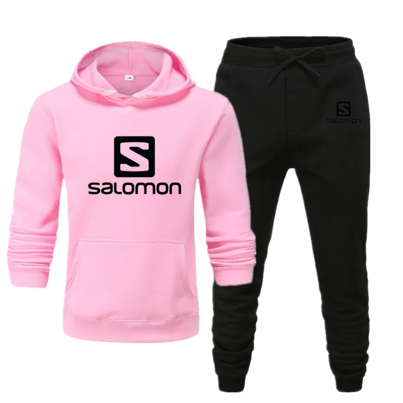 MensSportswear Hoodies Sweatpants Jogging Suit Sportswear White Printing Comfortable Sportswear Fashion Large Size Clothes - Цвет: Pink and Black