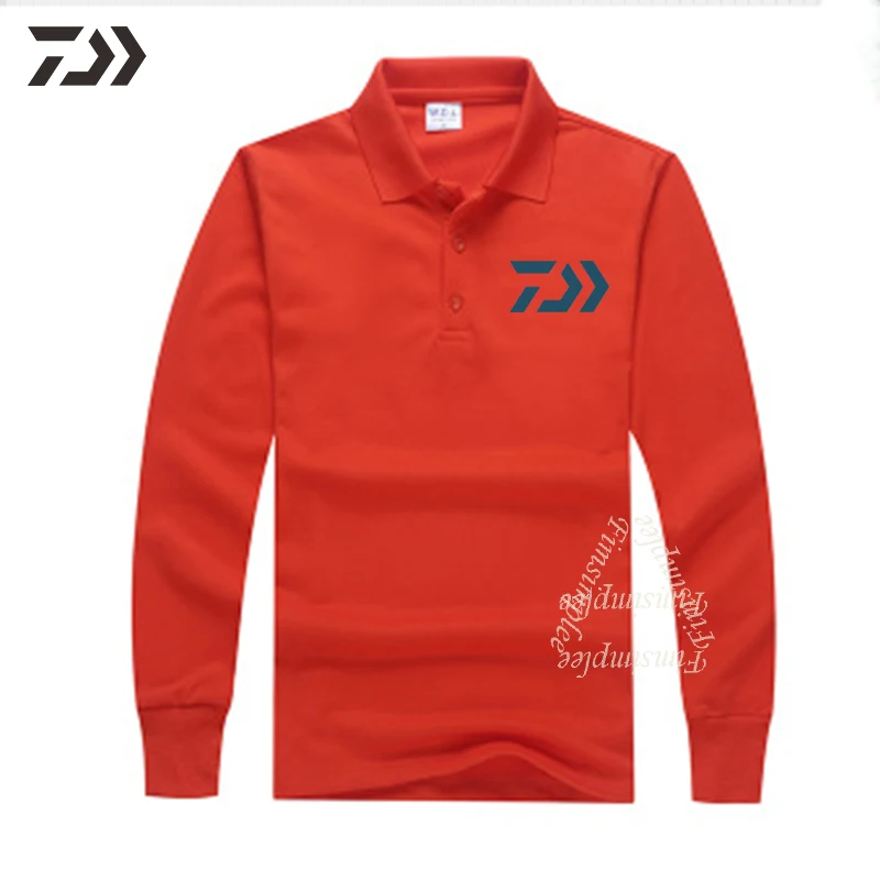 Daiwa термоусадочная полная одежда для рыбалки, хлопковая однотонная мужская одежда с отложным воротником, дышащая одежда для рыбалки, кемпинга