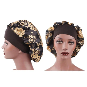 

56-58cm Satin Bonnet Hair Styling Caps For Sleeping Shower Cap Satin Wide-brimmed Headband With Night Cap Styling Hair Tool