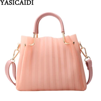 

YASICAIDI 2Pcs/Set PVC Purse And Handbag Lady Leather Top-Handle Ladies Hand Bags Candy Color Flap Crossbody Bags For Women 2020