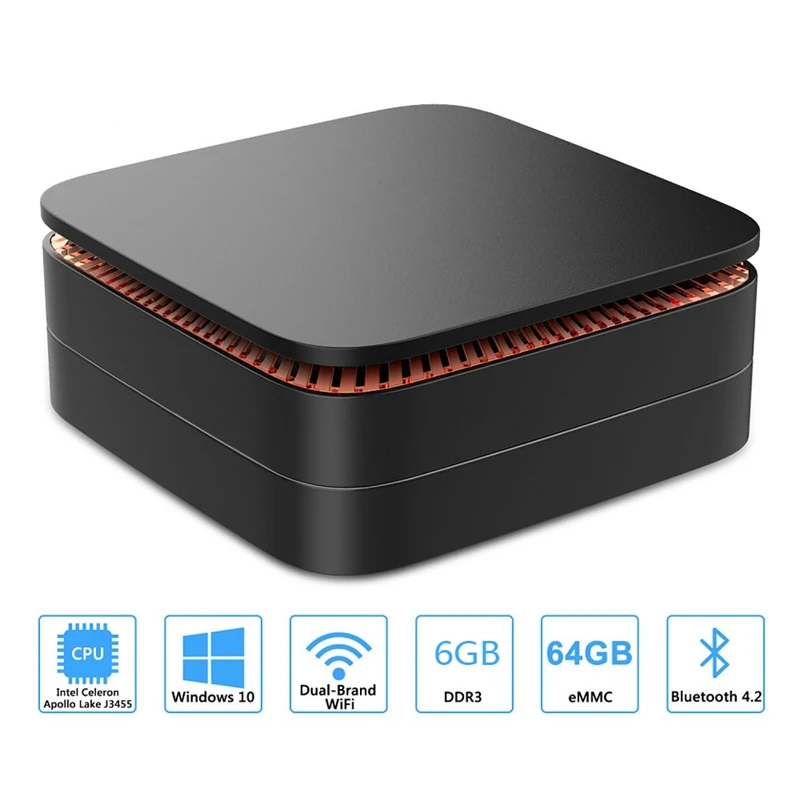 Perfect Ak1 Mini Pc Computer For Windows Linux With Intel Celeron J3455 Cpu Ddr3 6G 64G Ram 4K Wifi Hdd Usb3.0 Hdmi Rj45 Tf Card Eu Plug 3