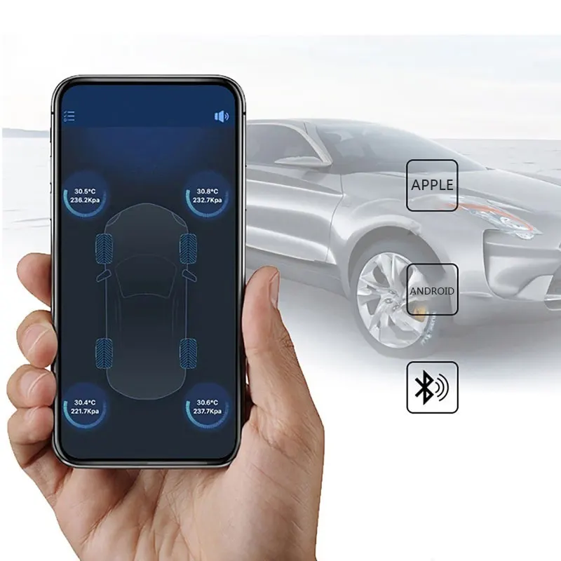 Система мониторинга состояния шин через Bluetooth система контроля давления в шинах Поддержка IOS Android phone универсальные внешние датчики давления в шинах легкая установка