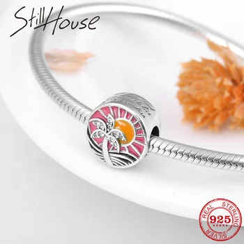 

Summer Collection 925 Sterling Silver Coconut and sun beads charms Fit Original European Charm Bracelets bangles Jewelry making