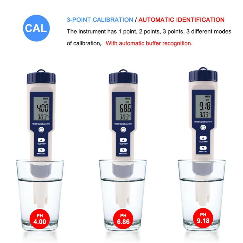 

5 in 1 Water quality tester Solubility Salinity Temperature Meter Digital