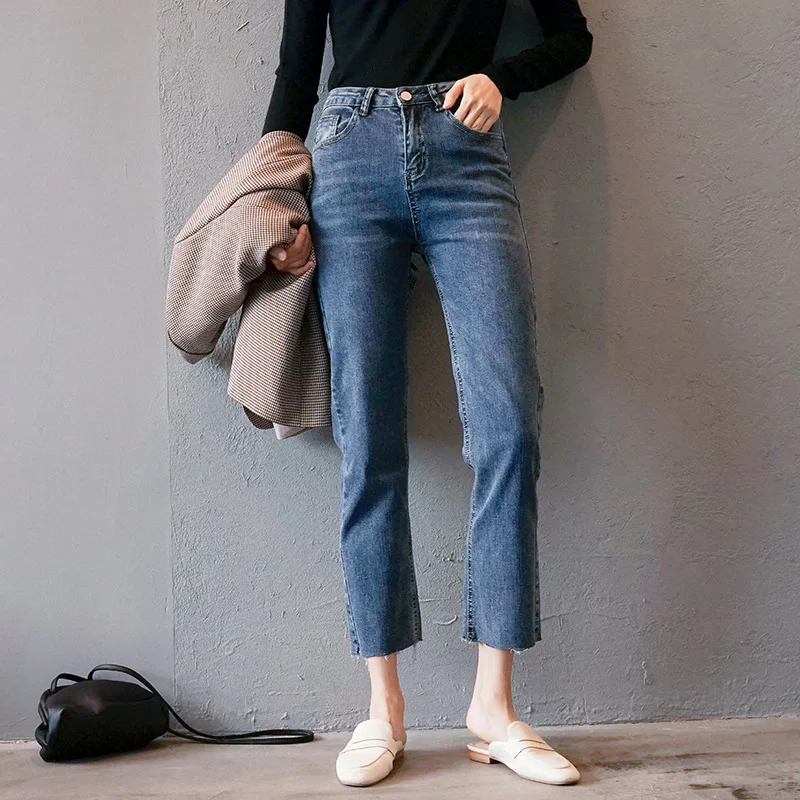 2019 autumn wear jeans woman new Korean version of the thin thin wild mom jeans retro loose womens jeans straight women jeans