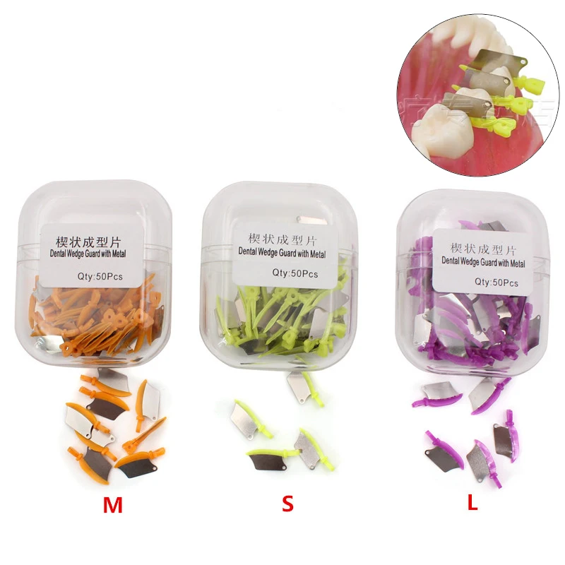 50 Pcs Dental Prime Denti Coltello A Cuneo In Plastica Interprossimale Con Protezione Dental Steel Matrix Dental Lab Instrument Dentista