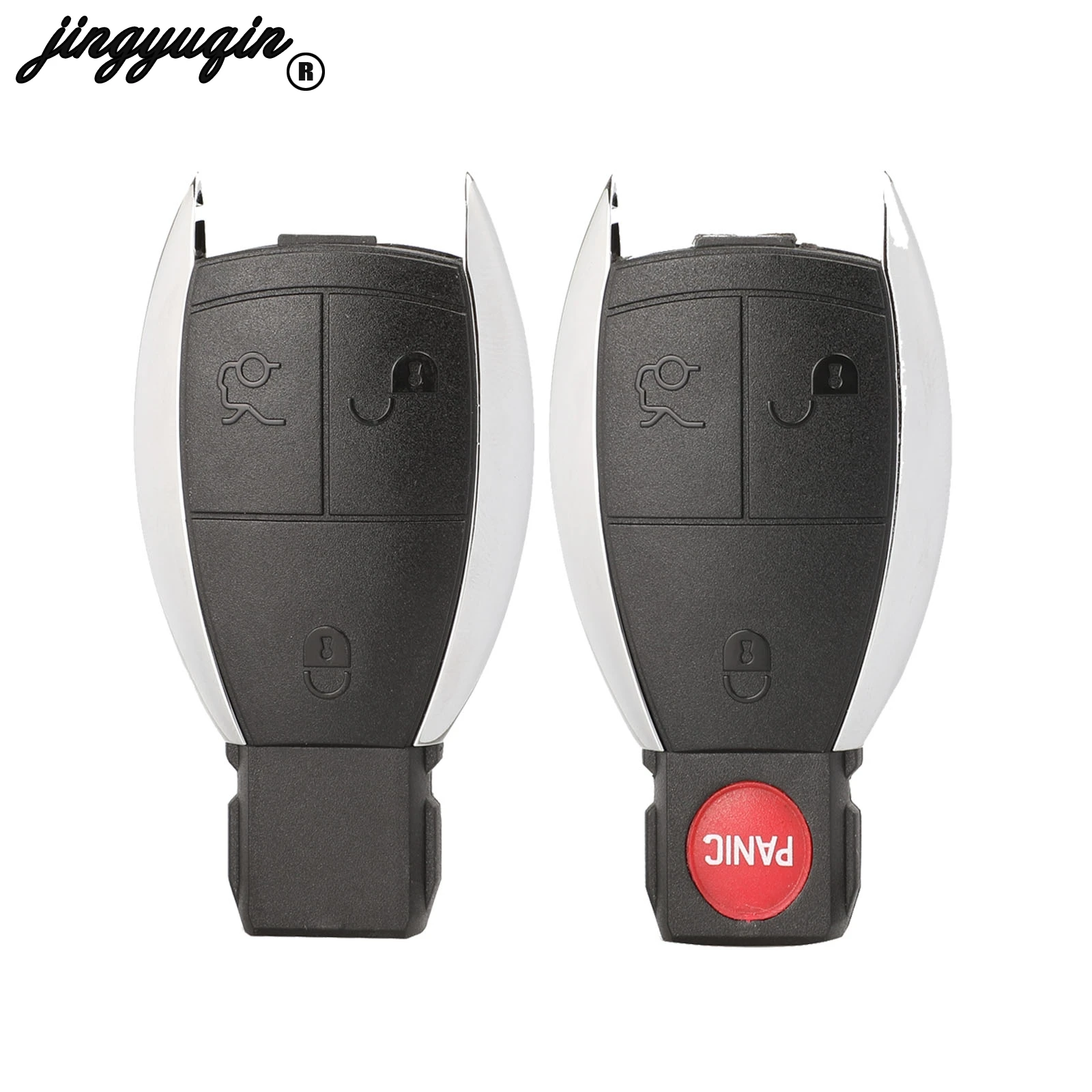 

jingyuqin 3 Buttons Remote Smart Key Shell Case For Benz w203 Smart Chrome Key Shell Fob Case 3 Button Keyless Cover