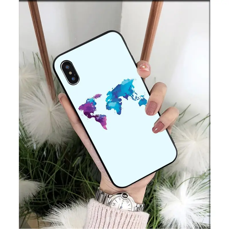 Мягкий силиконовый чехол для телефона NBDRUICAI из ТПУ с картой мира iPhone 11 pro XS MAX 8 7 6 6S