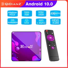 Akıllı TV kutusu H10 MAX + Android 10.0 H313 dört çekirdekli 2.4G 5G WIFI Ultra HD 4K 60FPS 1G 8G 2G 16G 64 Bit H10 Max artı Set üstü kutusu
