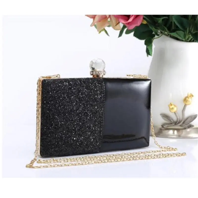 Women Lady Glitter Wallet Clutch Bag Bridal Evening Party Handbag Chain Purse X7XC