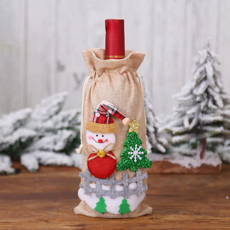 Рождественский Подарочный винный набор Противопыльный чехол Санта-Клаус Снеговик посуда рождественские украшения для дома Новогодний Декор - Цвет: Gray snowman
