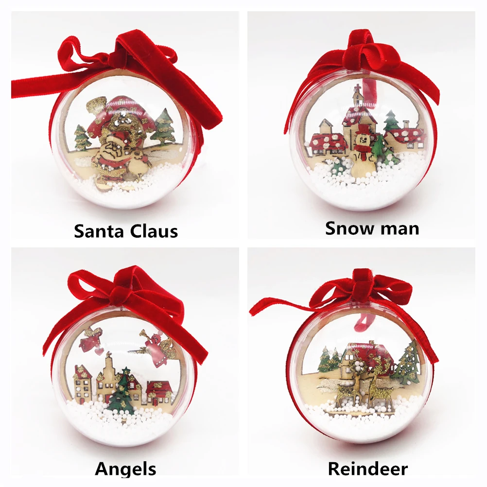 2 шт прозрачные Рождественские шары украшения 6 см снег внутри Рождественская