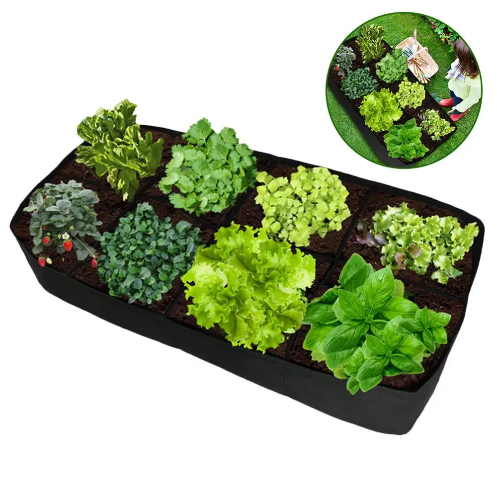 

8-Hole Non-Woven Fabric Raised Garden Bed Square Garden Flower Grow Bag Vegetable Planting Bag Planter Pot Plants Flower HOT