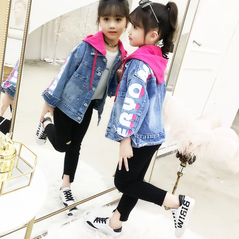 

3 Children Western Style 4-GIRL'S Tops Korean-style Jeans Coat 5 Girls Solid Color Spring And Autumn 6 Pure Cotton Cardigan 7 Sp