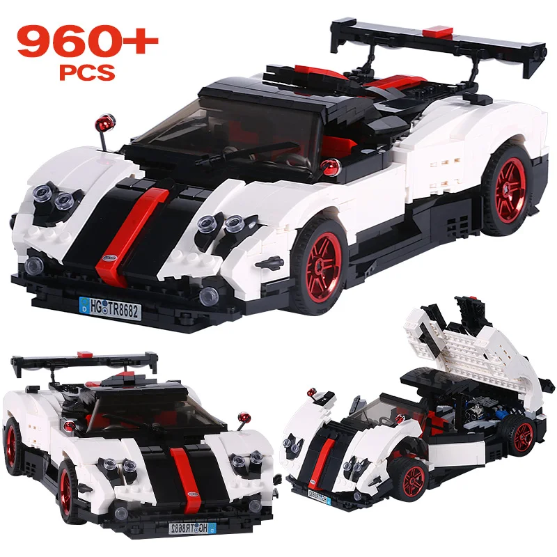 

960PCS Hood Roadster Series Model Building Blocks Legoing City Technic Super Sports Car Enlightenment Bricks Toys For Children