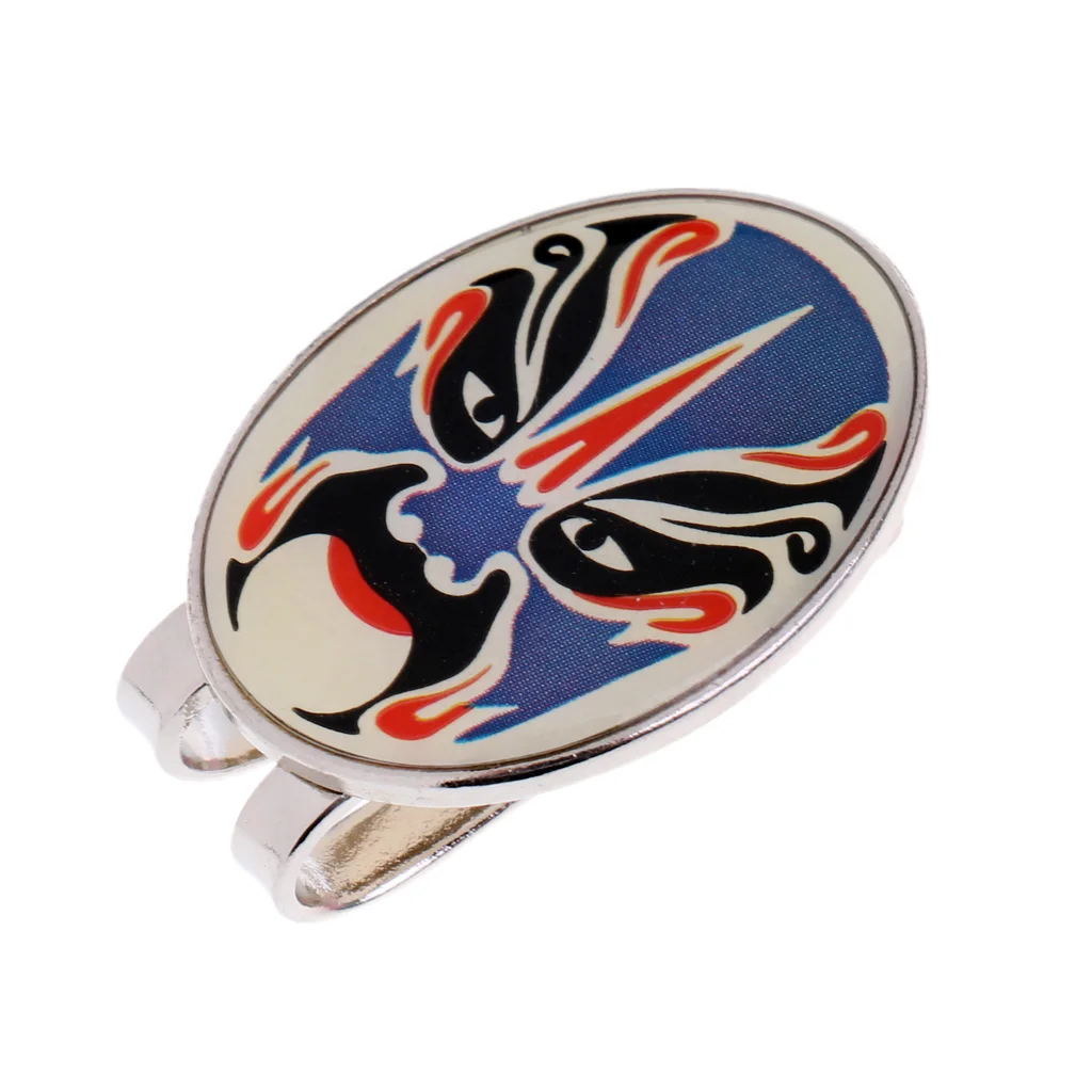 Peking Opera Mask Alloy Golf Ball Marker with Magnetic Hat Clip Golfer Gift Golf Accessories  - 4 Colors