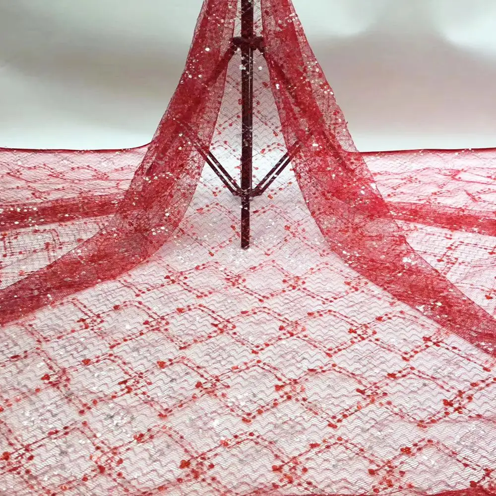 Красное Сетчатое фатиновое кружевное платье с пайетками 2020 высококачественное