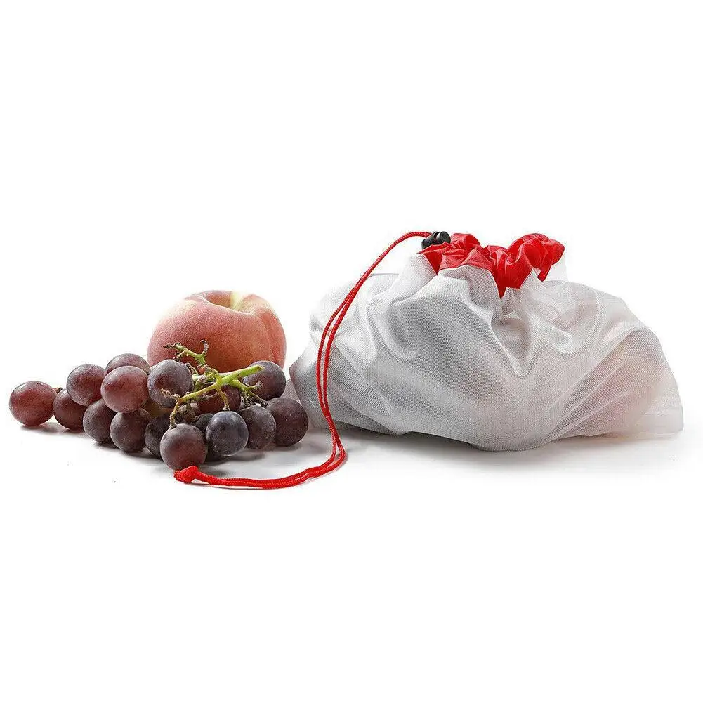 12 шт Многоразовые продукты сетки мешки экологически безопасный с двойной мешок для хранения еды игрушки