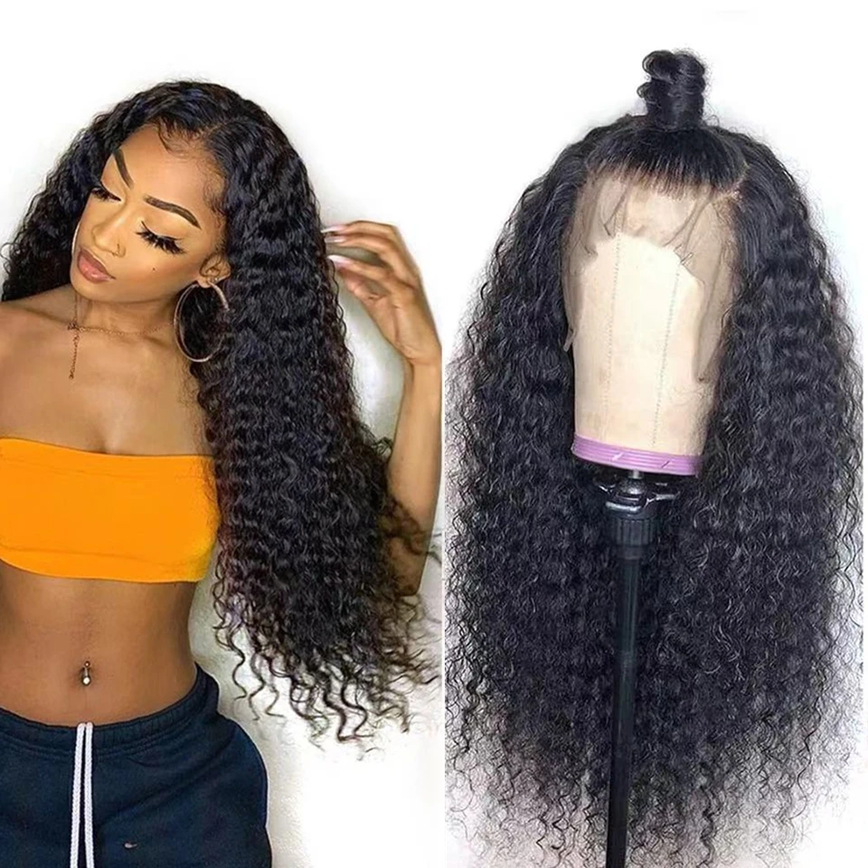 

Kinky Curly Wave Lace Front Wig 4x4 Lace Closure Wig Malaysian Curly Human Hair Wigs 150 Remy Human Hair Lace Frontal Wigs