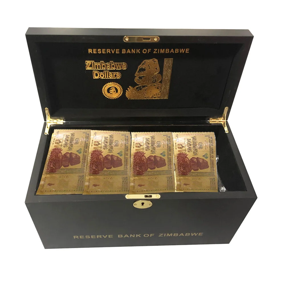 //JUST A BOX ONE Zimbabwe Wooden Box For Gold Plated Notes Box without Banknotes