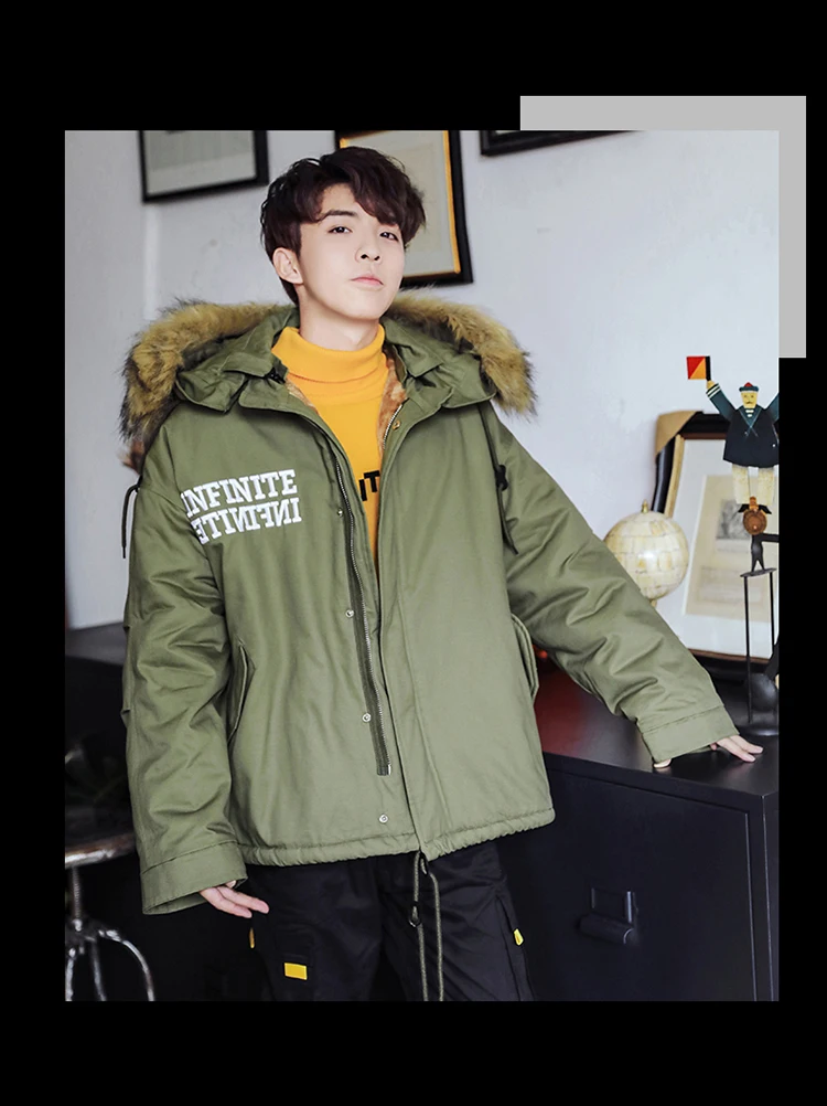 Men's winter casual street jacket coat trend warm coat new men's printing padded cotton clothes winter windbreaker jacket