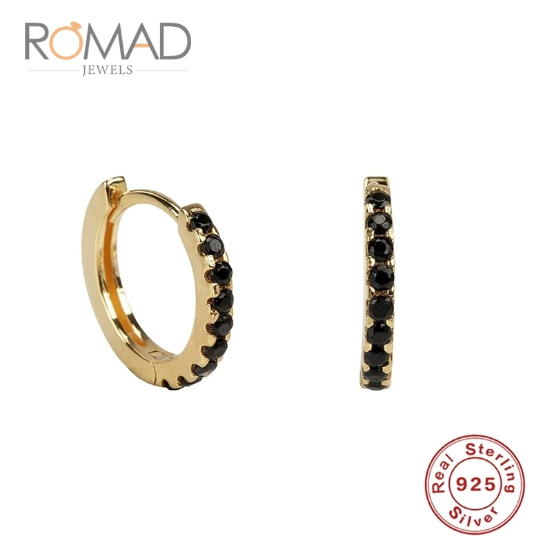 gold Romad Модные женские круглые микро инкрустированные цирконом, трендовые серьги, ювелирные изделия, 925 пробы серебряные серьги - Окраска металла: gold