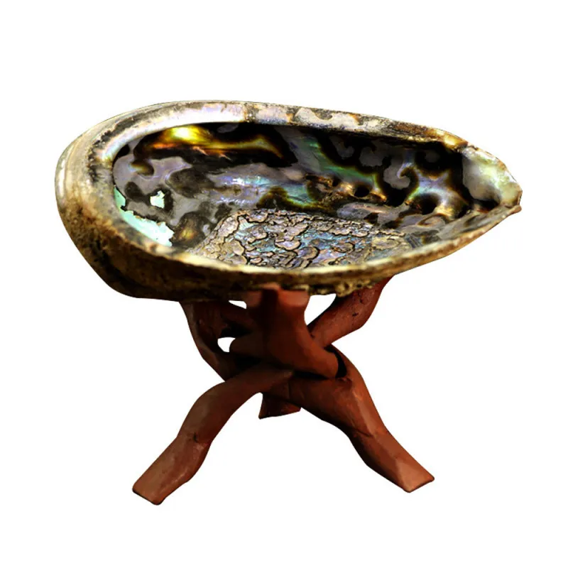 TTLIFE Abalone Shell Smudge Kit Wooden Tripod for White Sage Stick Room Purification Smoke Supplies Multifunction Home Decor