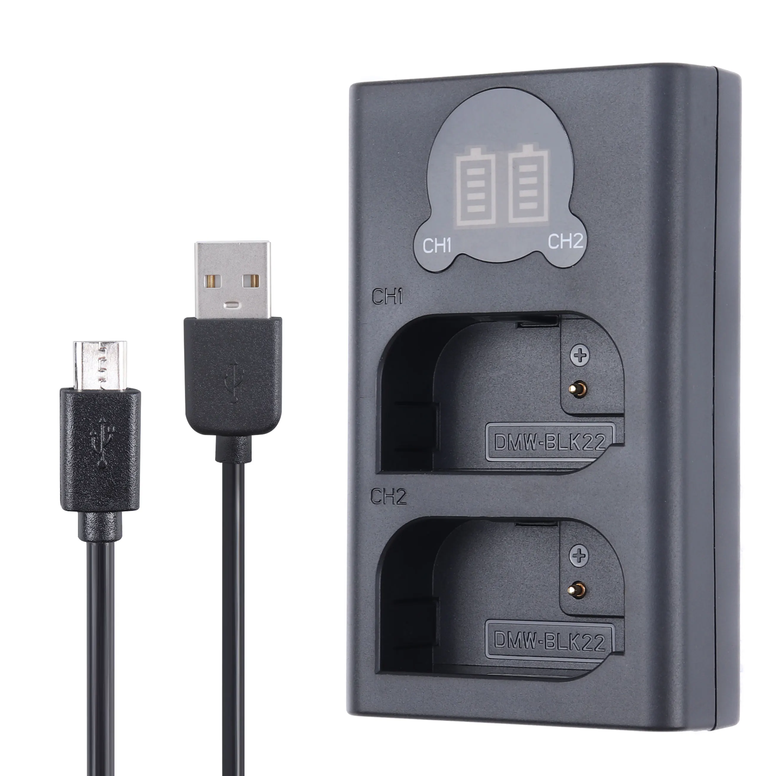 Fotga Dmw-Blk22 Caricabatterie A Doppio Canale Per Fotocamera Panasonic Lumix Dc-S5 S5K Dc-S5Kgk