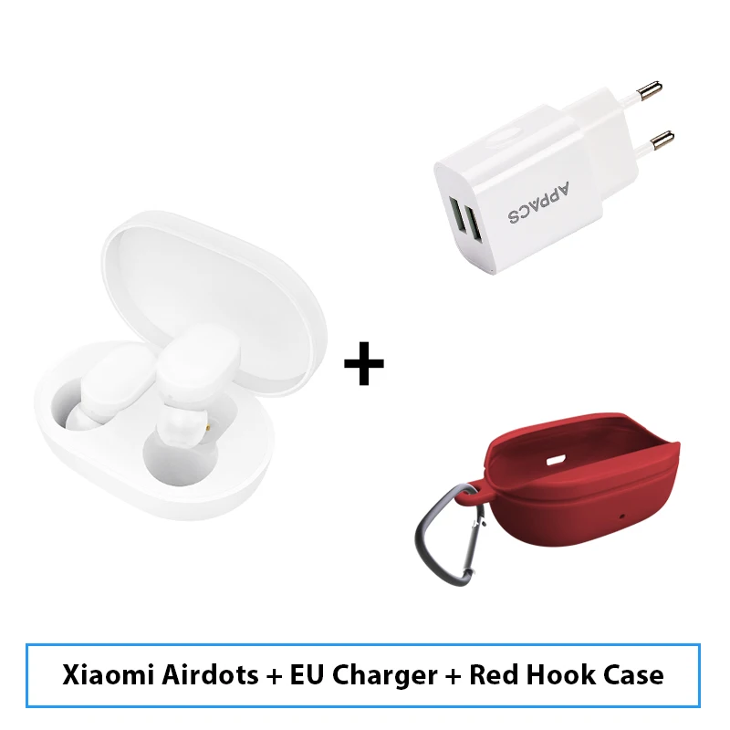 Xiaomi Mijia Airdots TWS Беспроводные Bluetooth 5,0 наушники вкладыши Молодежная версия стерео бас с микрофоном свободные Наушники управление AI - Цвет: Add EUPlug Red Hook