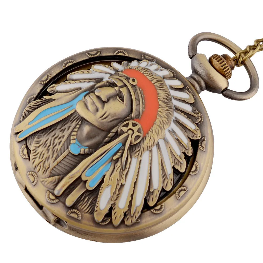 IBEINA винтажные бронзовые часы в стиле стимпанк карманные часы с цепочкой ожерелье кулон для мужчин и женщин