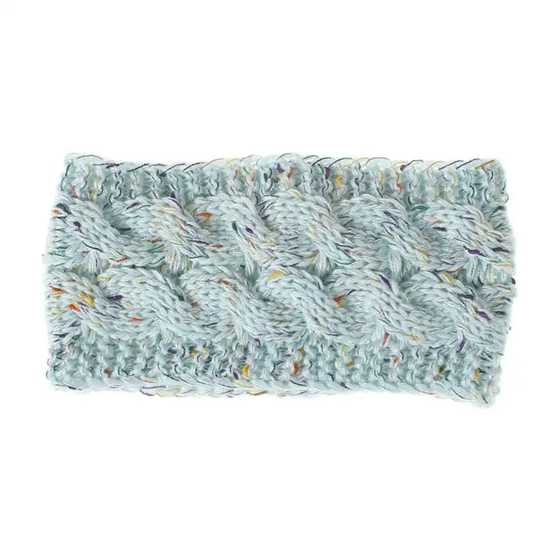 Light Blue Yarn Весенне-зимняя теплая повязка на голову с ушками для женщин, вязанная повязка для волос, эластичная чалма широкие аксессуары для волос - Цвет: Light Blue Yarn
