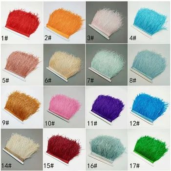 

2m/lot Ostrich Feathers 13-15cm Gold Black White Cloth Edge Lace Wedding Performance Ball Crafts Prop Clothing Accessories