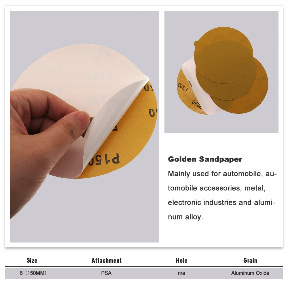 6 Inch 150MM Sandpaper PSA Self Adhesive Sticky Back Sanding Discs for DA Sanders Finishing for Auto and Woodworking sanding discs