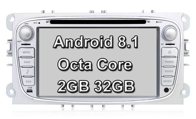 Silver 8core 32G 8.1 Восьмиядерный Android 9,0 автомобильный DVD gps 2 Din для FORD/Focus/S-MAX/Mondeo/C-MAX/Galaxy/Kuga мультимедийный плеер Wifi автомобильный Радио Видео OBD - Цвет: Silver 8core 32G 8.1
