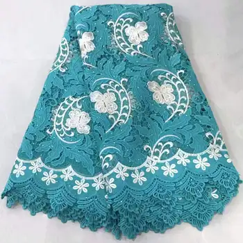 

Embroidered Net Lace Fabric For Wedding Dress 2019 Hot Sale Green African French Guipure Rhinestones Tulle Lace Fabric YXS003