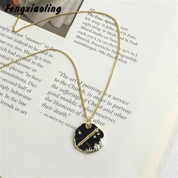 

Fengxiaoling New Fashion Couple Necklace 925 Sterling Silver Simple Stars Black Sea Pendant Necklaces For Women Golden Jewelry