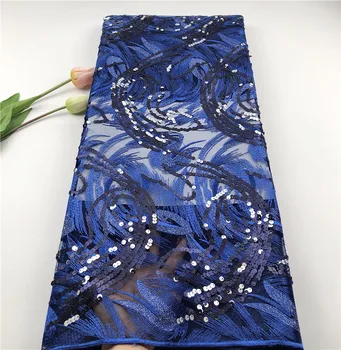 

Graceful royal blue with sequins tulle lace fabric French net lace fabric for evening dress HSN22 (5yards/lot) multi color