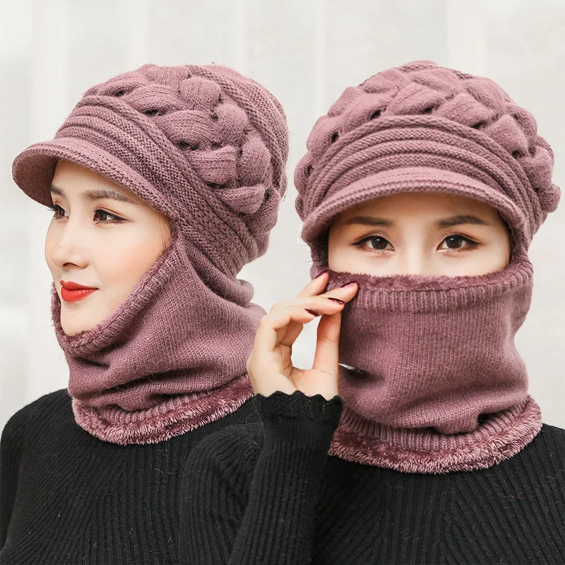 Зимние шапки Skullies Beanies, шляпа для мамы, бини для женщин, шерстяной шарф, шапки, Балаклава, маска, капот, вязанные шапки в полоску