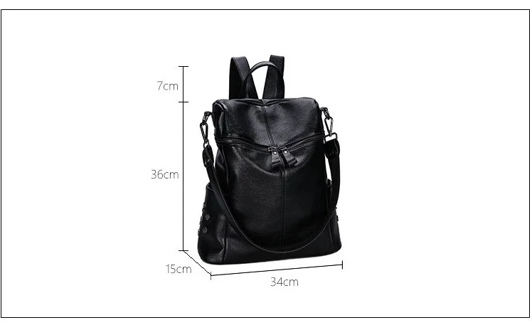 Женские рюкзаки из натуральной кожи, роскошный мягкий рюкзак из натуральной коровьей кожи для девочек, черный модный рюкзак, Женский дизайнерский рюкзак C1163