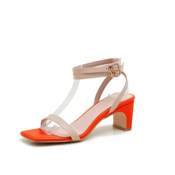 

Genuine leather high heels women sandals ankle strap dress party shoes woman summer style ladies sandals size 41 42