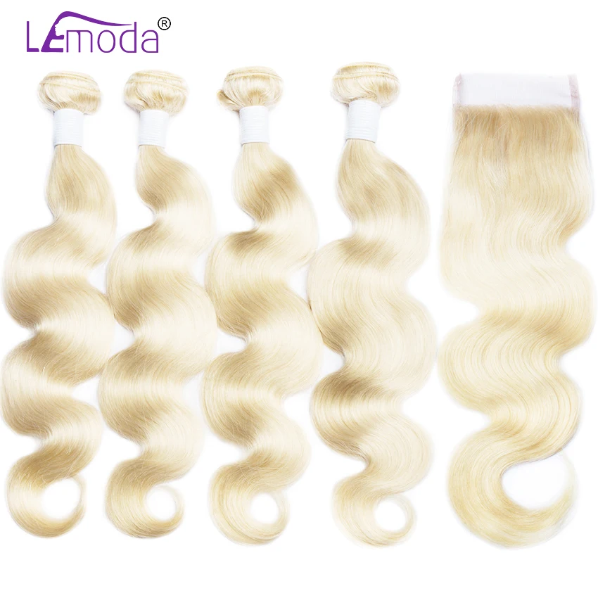 

613 Blonde Bundles With Closure Body Wave Human Hair 3 Bundles With Closure Brazilian Remy Blonde 613 Hair With Closure