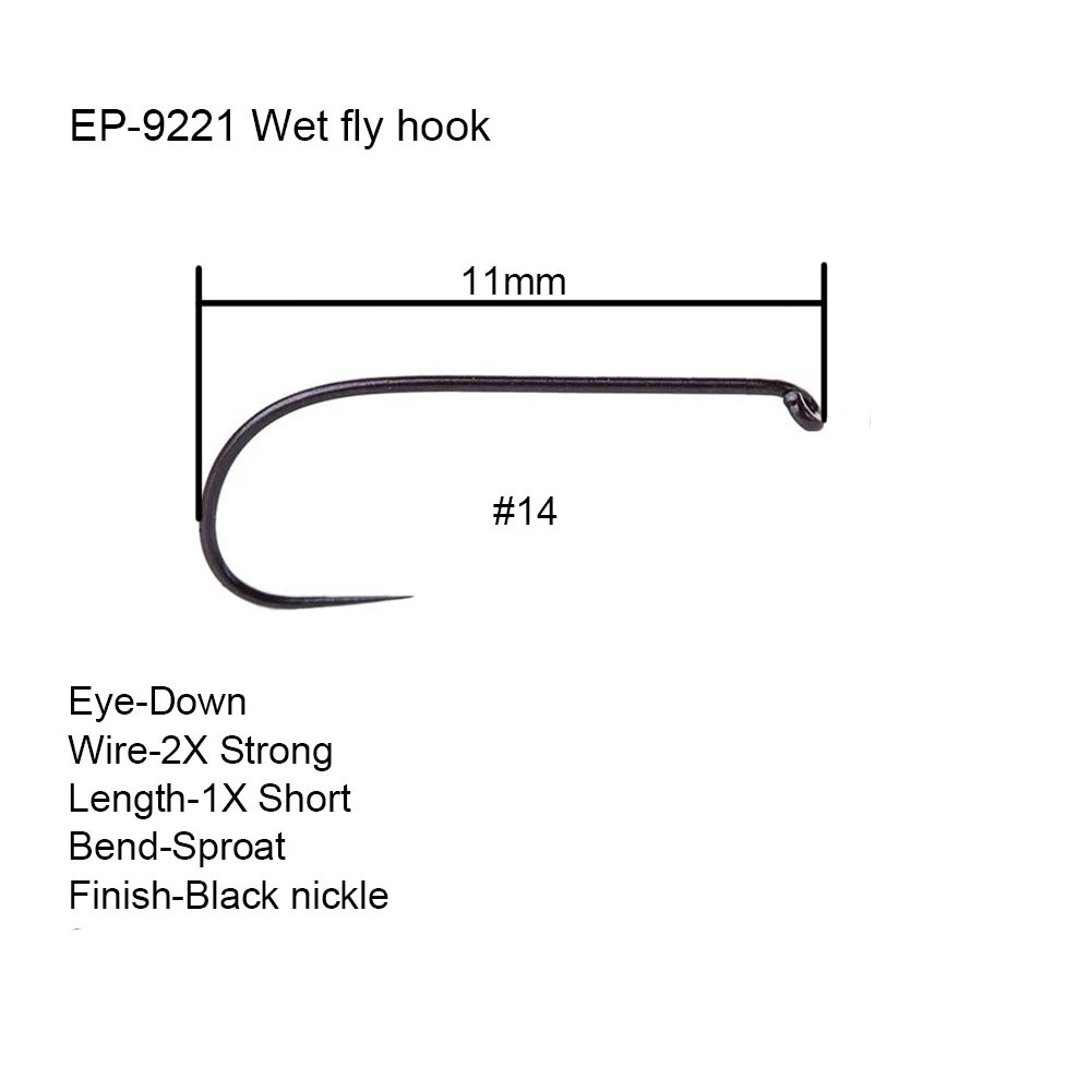 Eupheng Plus 25 шт. 50 шт. EP-9221 рыболовные крючки для мокрого муха без колючки черные никелевые рыболовные крючки для сухих мух Новые - Цвет: 9221S14Q50pcs