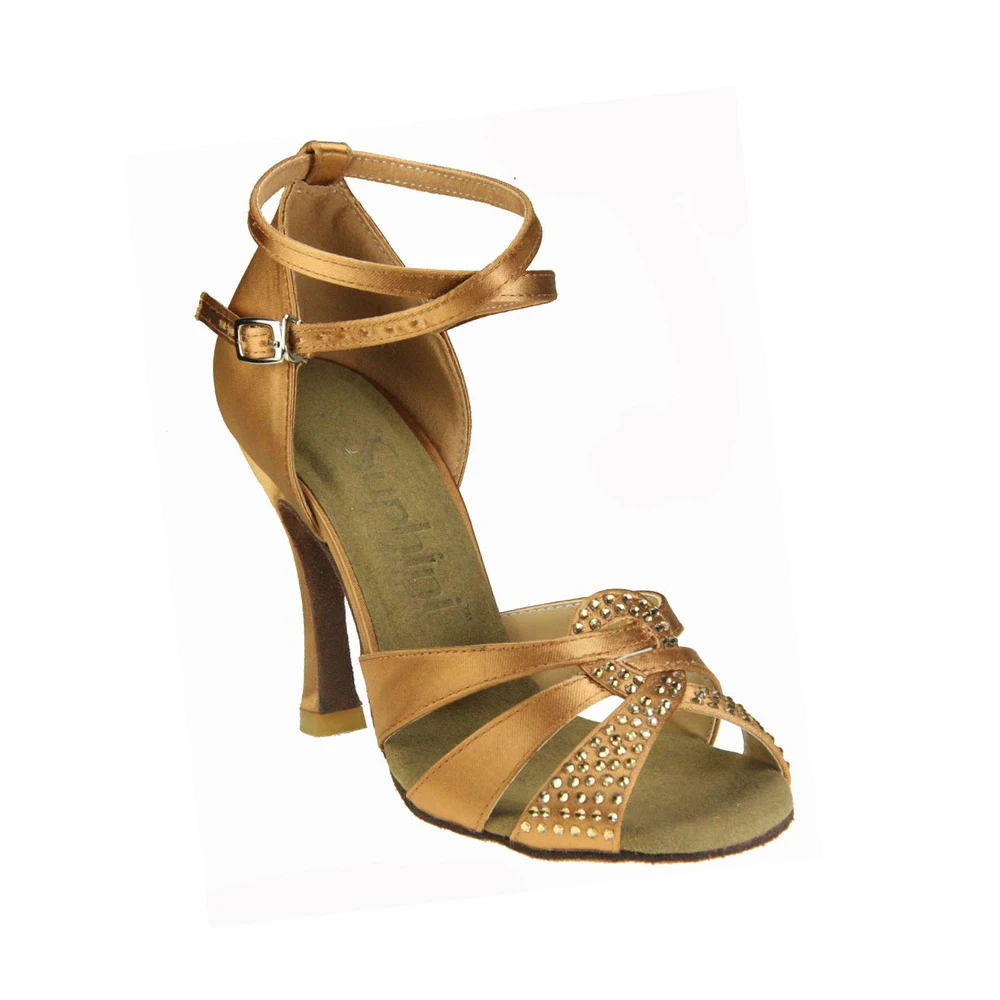 Бесплатная доставка Suphini фиолетовые атласные туфли для латинских танцев женские туфли со стразами для сальсы