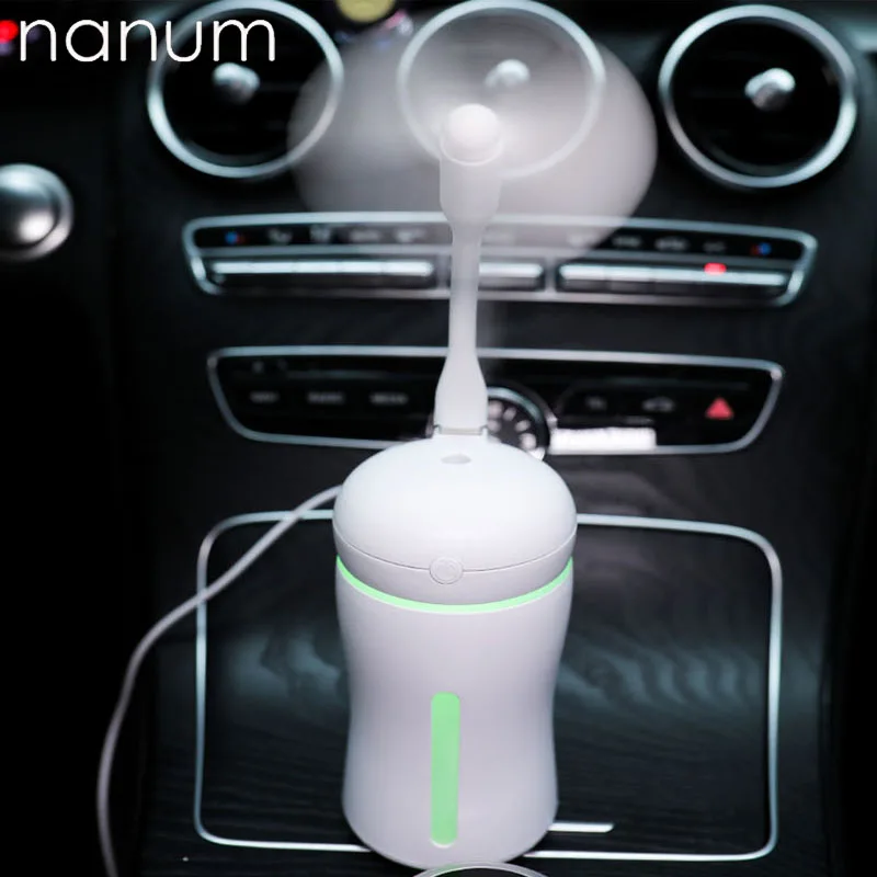 

Car air freshener Heart Humidifier 3 in 1 Ultrasonic Air Purifier USB Fan Portable With LED Light Office Home Mist Maker