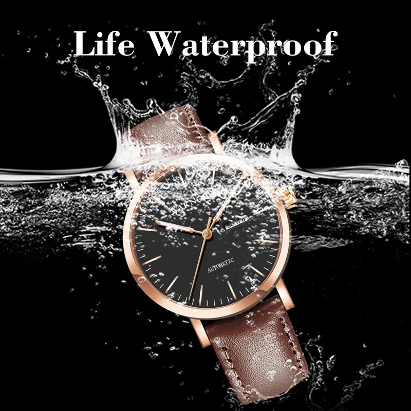 WAKNOER, автоматические часы, мужские, водонепроницаемые, s Tourbillon, деловые часы, двойной календарь, светящиеся, Топ бренд, Роскошные наручные часы