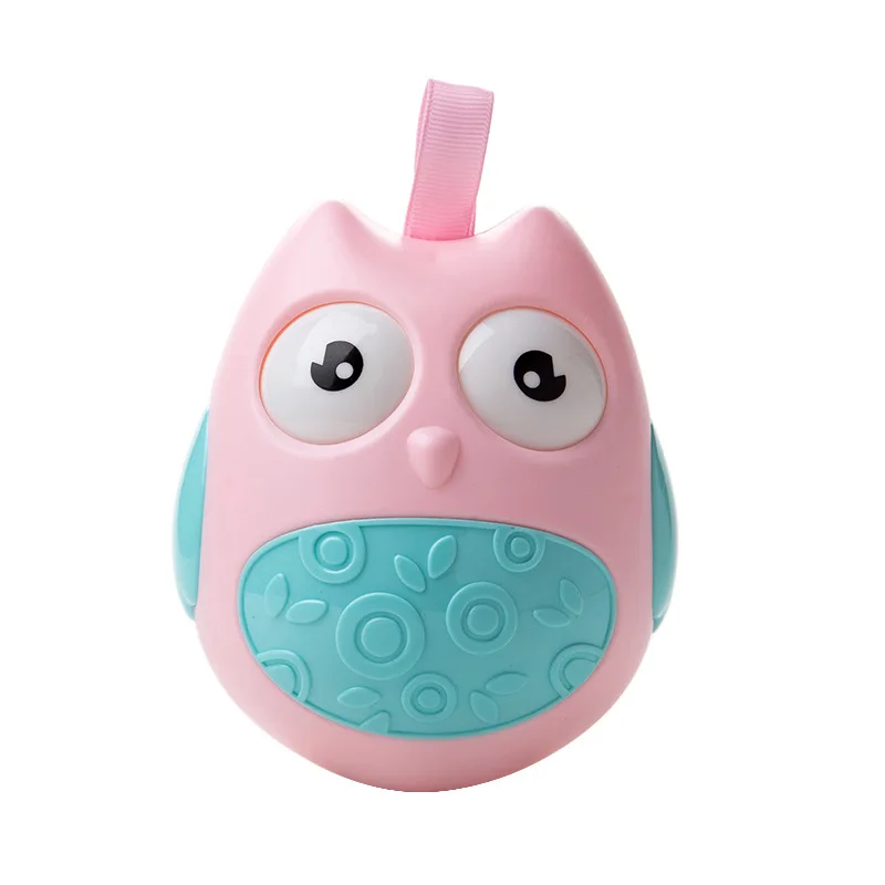 Pink Детские игрушки Младенцы Мультфильм милая сова неваляшка детские развивающие куклы кровать колокольчики коляска музыкальный звук Сова Неваляшка - Цвет: Pink