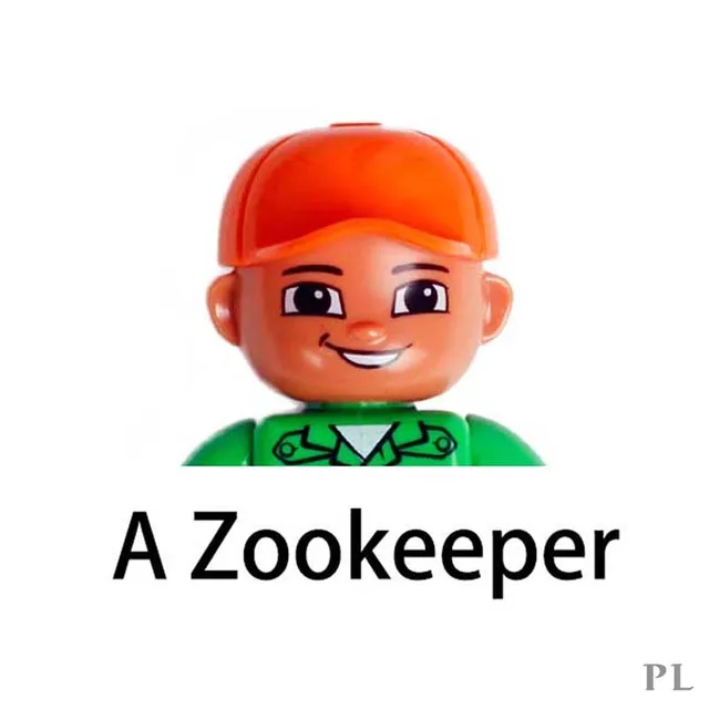 MOC DIY Big Building Blocks Scene Doll Figures Educational Toy Compatible Large Bricks Assembly Children Kids Gifts For Girl Boy A Zookeeper