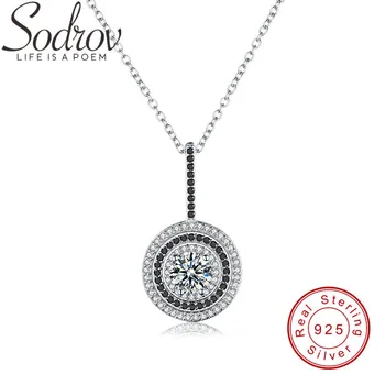

SODROV Romantic Arrive 925 Sterling Silver Fine Jewelry Trendy Round Engagement necklaces & pendants for Women P074
