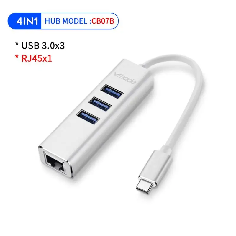 USB 3,0 концентратор* 3 Тип-C с RJ45 LAN Порты и разъёмы конвертер для MacBook Air/MacBook Pro 4-в-1 USB-C концентратор мини-адаптер vs USB 3,0*4 адаптер - Цвет: CB07B